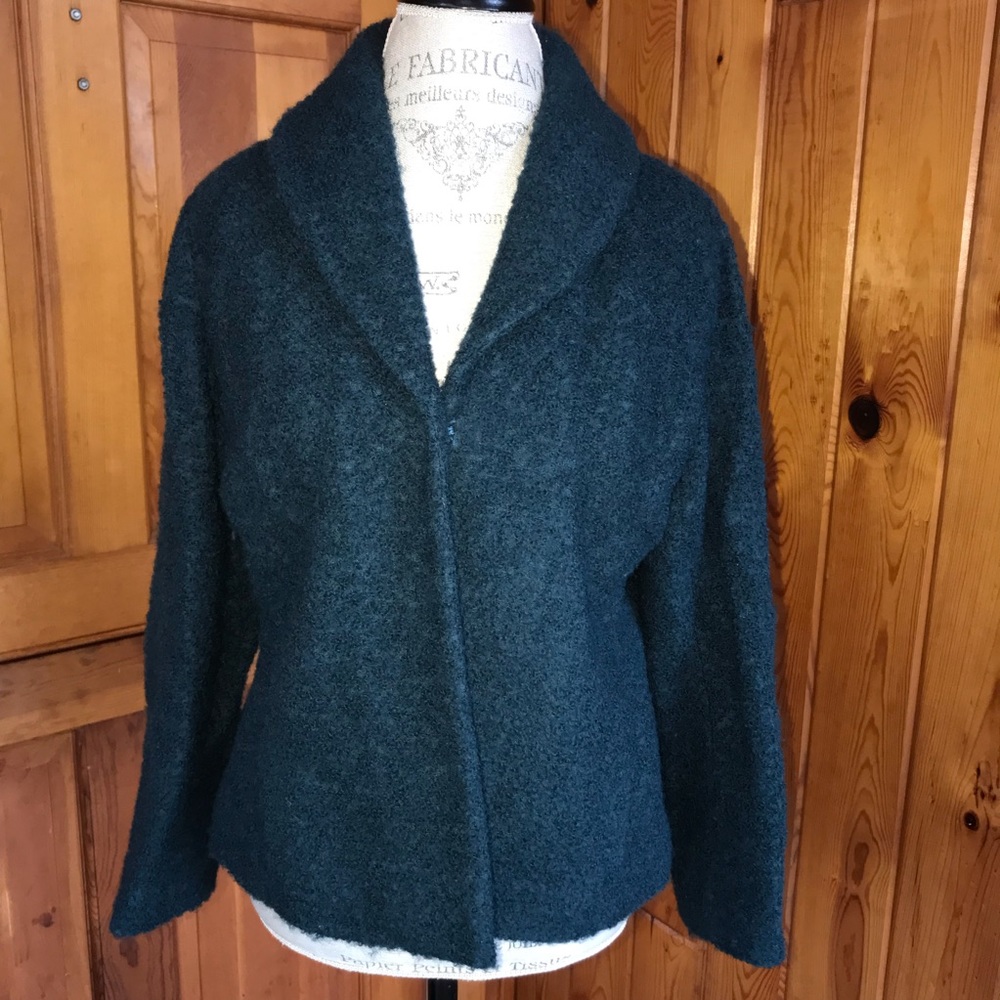 Eileen Fisher Fuzzy Wool Jacket Myrtle color